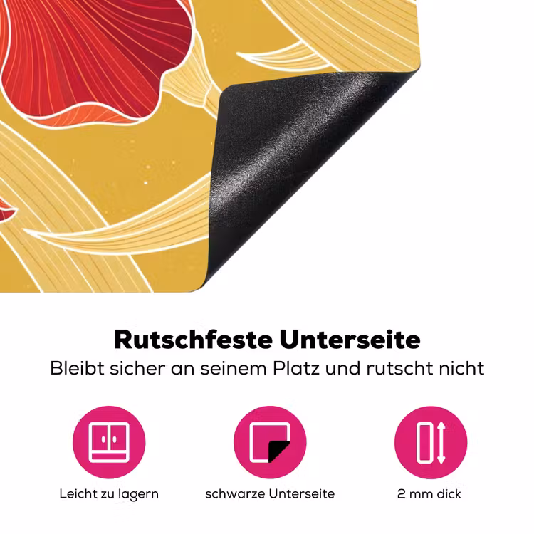 Herdabdeckplatte - Blumen – Illustration – Rot - Bloemen - Illustratie - Rood Inductie beschermer vinyl 3mm middel