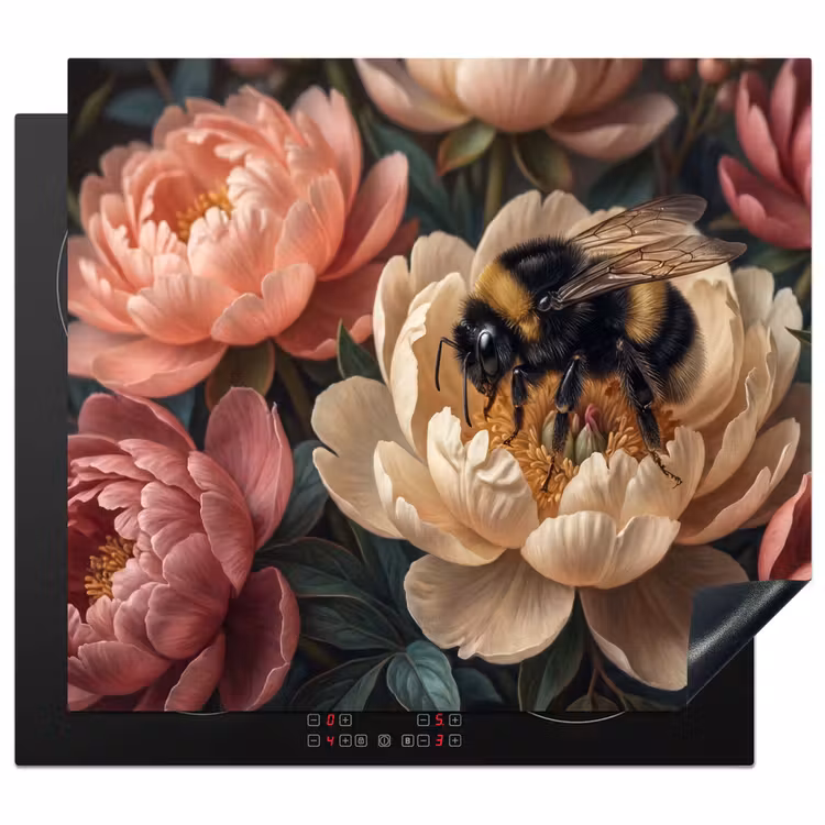 Bloemen - Insect - Natuur - Roze Inductie beschermer vinyl 3mm middel -3d