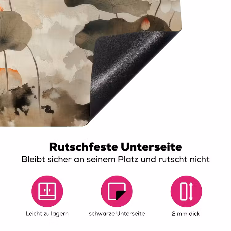 Bloemen - Japandi - Wabi sabi Inductie beschermer vinyl 3mm klein -zzzzzzz-lf-onderkant