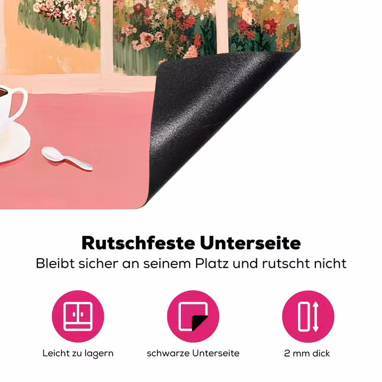 Bloemen - Koffie - Raam Inductie beschermer vinyl 3mm klein -zzzzzzz-lf-onderkant