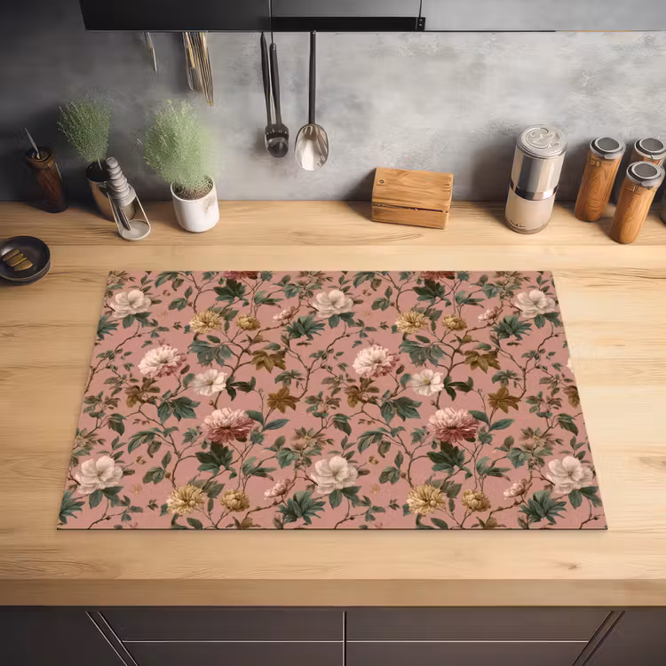 Bloemen - Klassiek - Roze Inductie beschermer vinyl 3mm klein 276 -sfeer5