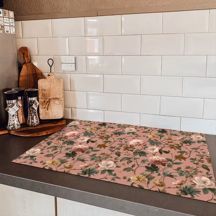 Bloemen - Klassiek - Roze Inductie beschermer vinyl 3mm klein 276 -sfeer3