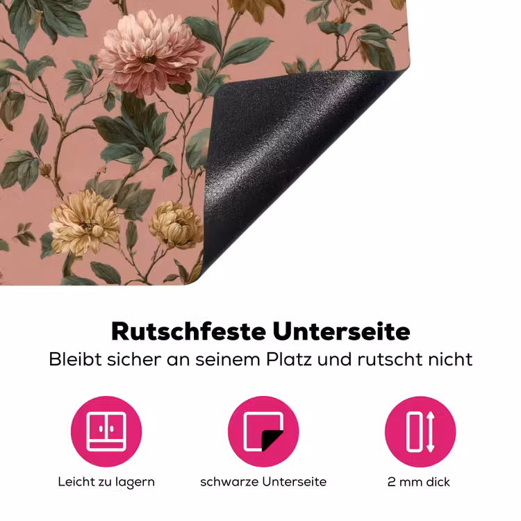 Bloemen - Klassiek - Roze Inductie beschermer vinyl 3mm klein 276 -zzzzzzz-lf-onderkant