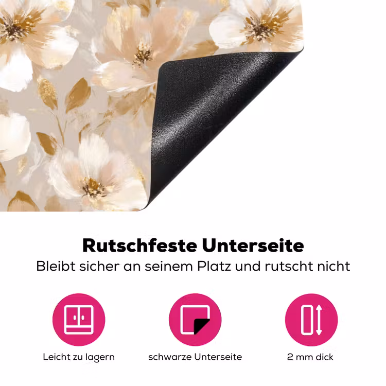 Bloemen - artistiek - Goud Inductie beschermer vinyl 3mm klein 276 -zzzzzzz-lf-onderkant