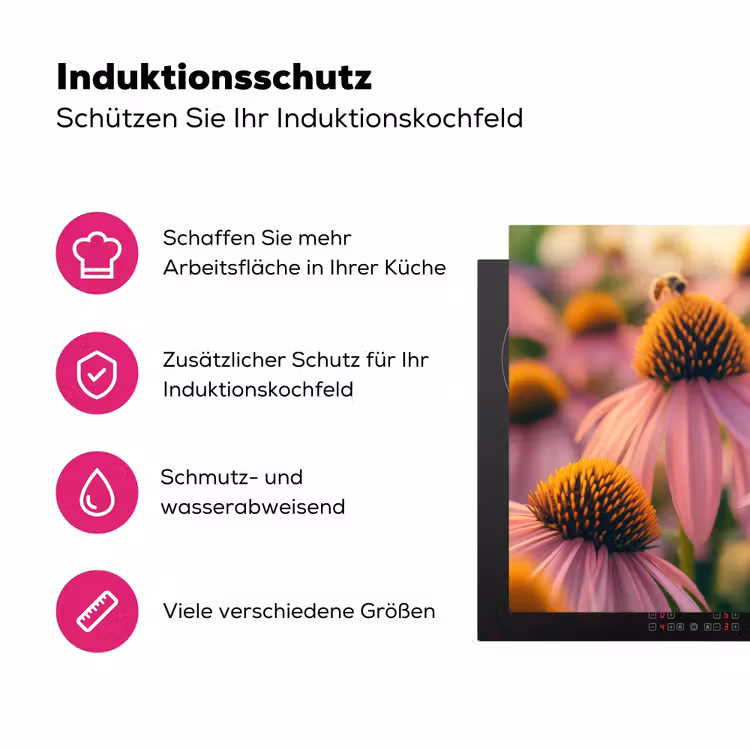 Bloemen - Paars - Bijen Inductie beschermer vinyl 3mm klein -zzzzzzz-lf-ups
