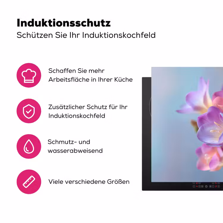 Bloemen - Paars - Overloop - Meeldraden Inductie beschermer vinyl 3mm klein -zzzzzzz-lf-ups