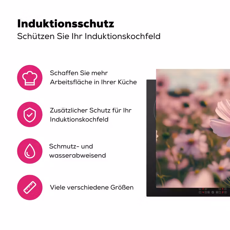 Bloemen - Paars - Wazig Inductie beschermer vinyl 3mm klein -zzzzzzz-lf-ups