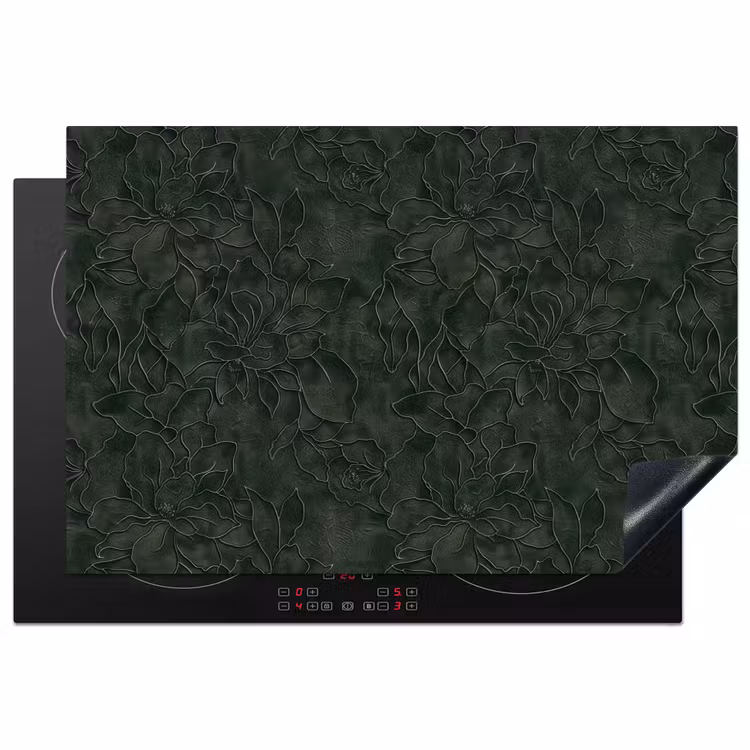 Bloemen - Lijnen - Groen Inductie beschermer vinyl 3mm klein 276 -3d
