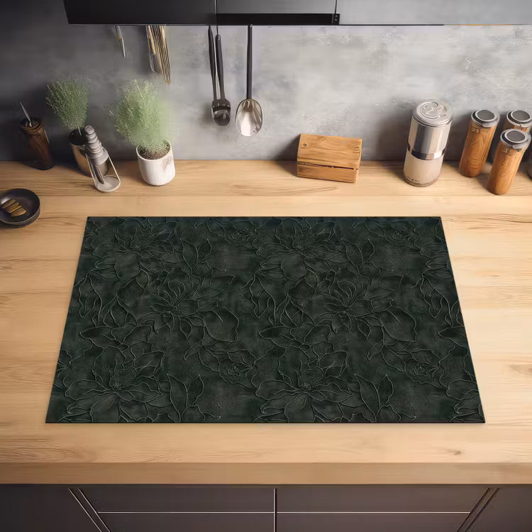 Bloemen - Lijnen - Groen Inductie beschermer vinyl 3mm klein 276 -sfeer5