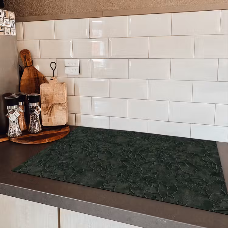 Bloemen - Lijnen - Groen Inductie beschermer vinyl 3mm klein 276 -sfeer3