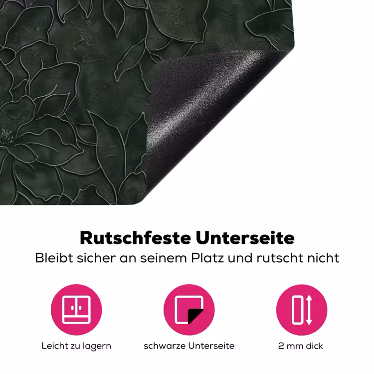 Bloemen - Lijnen - Groen Inductie beschermer vinyl 3mm klein 276 -zzzzzzz-lf-onderkant