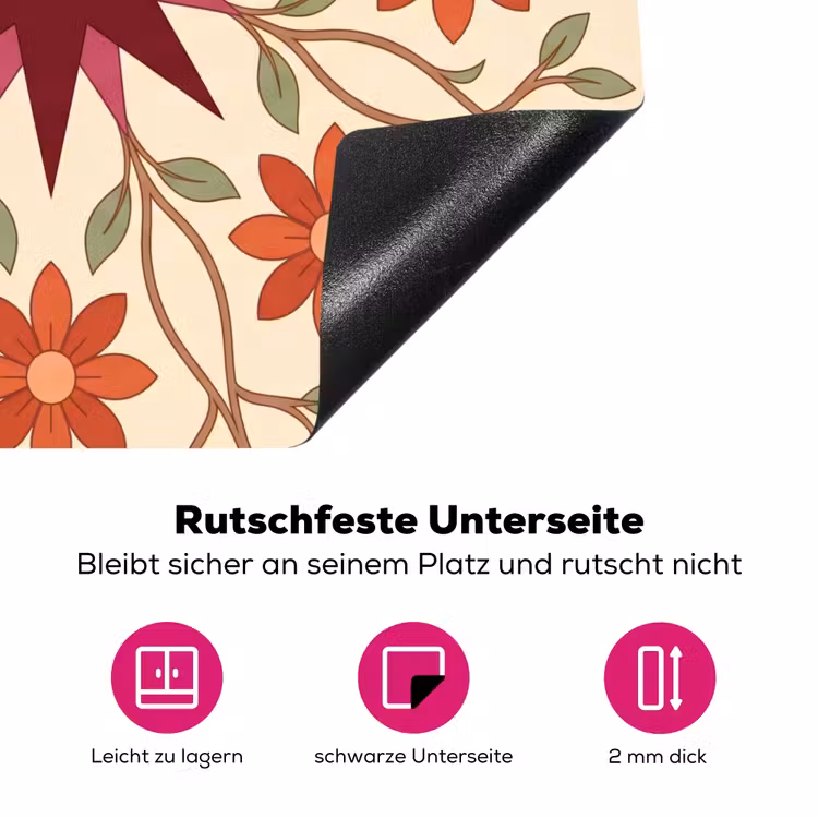 Bloemen - Mandala - Decoratief - Rood Inductie beschermer vinyl 3mm middel -zzzzzzz-lf-onderkant