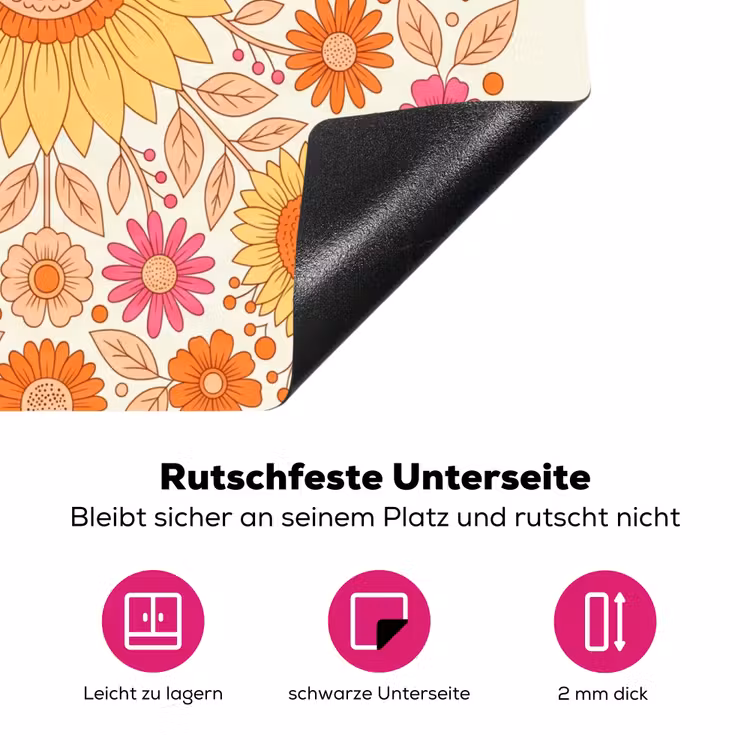 Bloemen - Mandala - Patroon - Kleurrijk Inductie beschermer vinyl 3mm middel -zzzzzzz-lf-onderkant