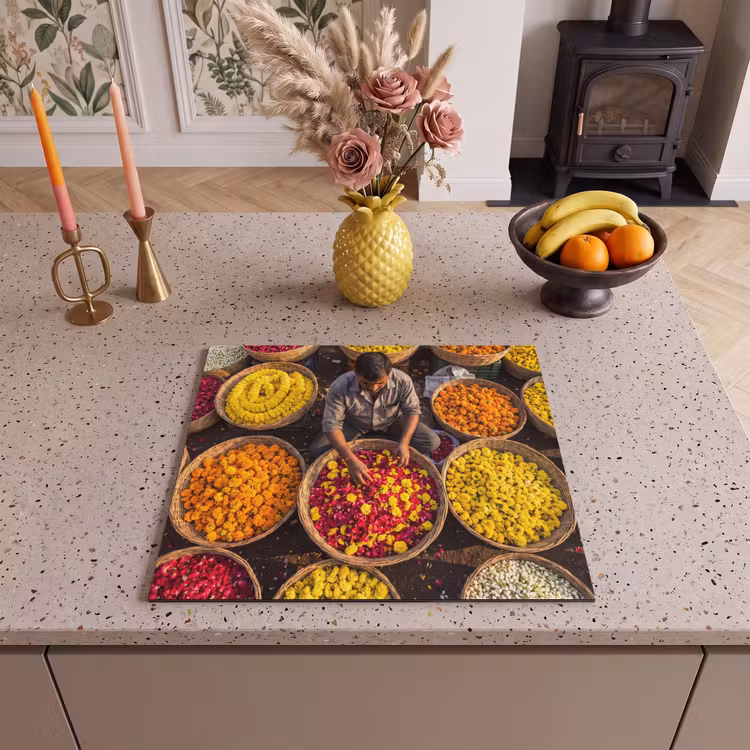 Herdabdeckplatte - Blumen – Markt – Bunt - Bloemen - Markt - Kleurrijk Inductie beschermer vinyl 3mm middel