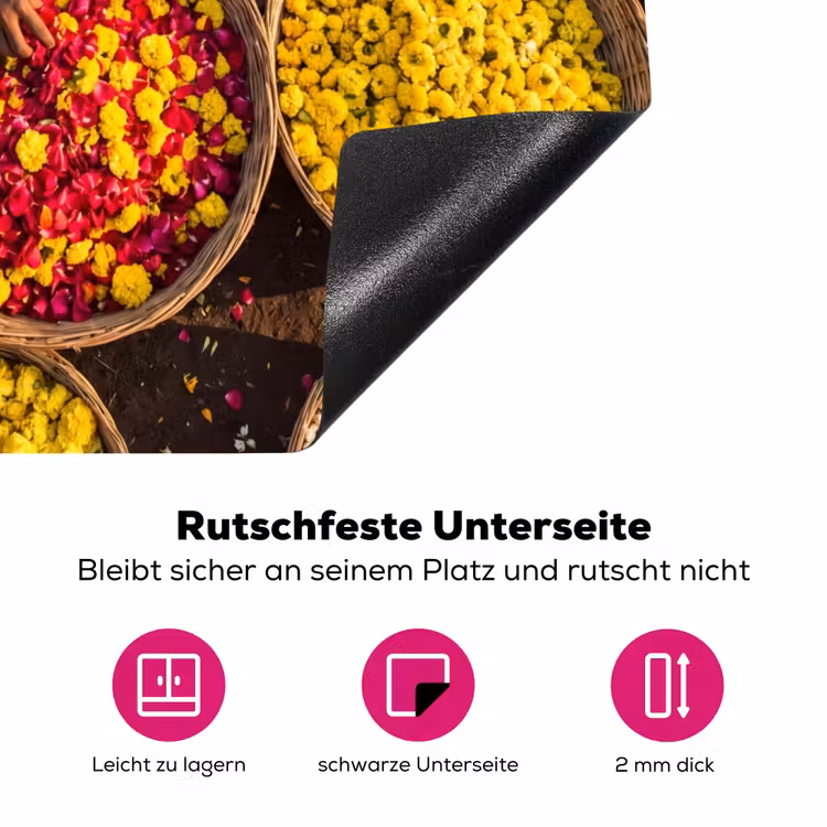 Herdabdeckplatte - Blumen – Markt – Bunt - Bloemen - Markt - Kleurrijk Inductie beschermer vinyl 3mm middel