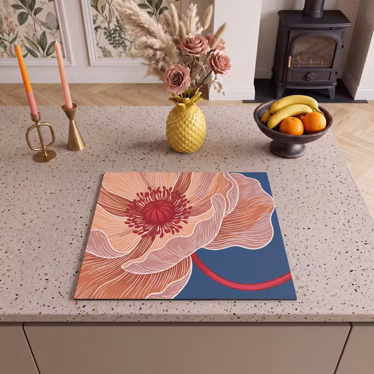 Herdabdeckplatte - Blumen – Modern – Abstrakt - Bloemen - Modern - Abstract Inductie beschermer vinyl 3mm middel