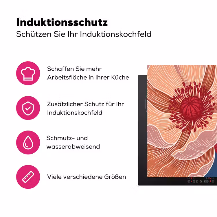 Herdabdeckplatte - Blumen – Modern – Abstrakt - Bloemen - Modern - Abstract Inductie beschermer vinyl 3mm middel