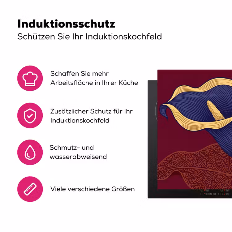 Herdabdeckplatte - Blumen – Modern – Lila - Bloemen - Modern - Paars Inductie beschermer vinyl 3mm middel