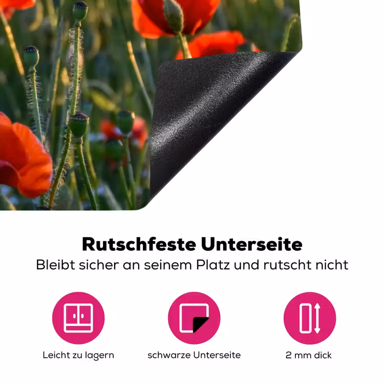 Bloemen - Klaprozen - Natuur - Rood Inductie beschermer vinyl 3mm klein -zzzzzzz-lf-onderkant