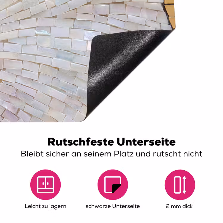 Bloemen - Mozaïek - Kunst - Modern - Goud Inductie beschermer vinyl 3mm middel -zzzzzzz-lf-onderkant