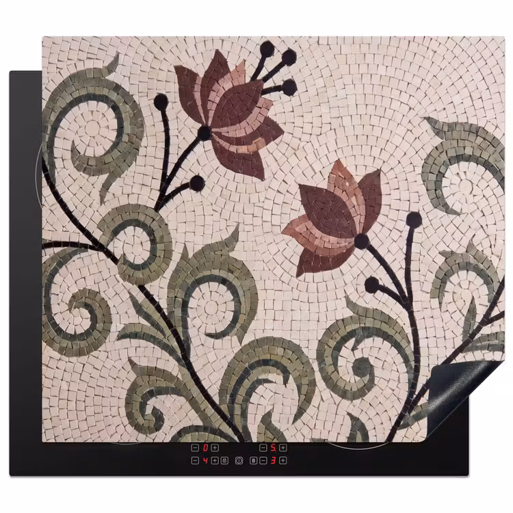 Bloemen - Mozaïek - Patroon - Abstract - Groen Inductie beschermer vinyl 3mm middel -3d
