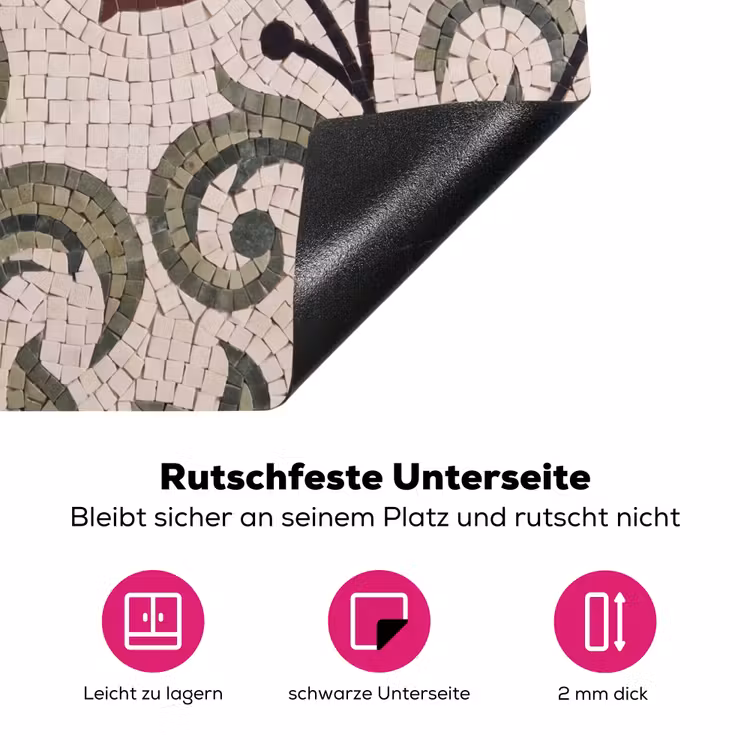 Bloemen - Mozaïek - Patroon - Abstract - Groen Inductie beschermer vinyl 3mm middel -zzzzzzz-lf-onderkant
