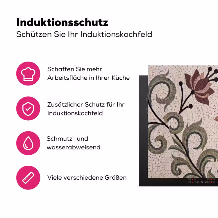 Bloemen - Mozaïek - Patroon - Abstract - Groen Inductie beschermer vinyl 3mm middel -zzzzzzz-lf-ups
