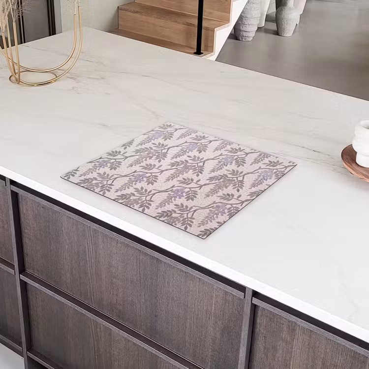 Bloemen - Mozaïek - Natuur - Patroon - Paars Inductie beschermer vinyl 3mm middel -sfeer8