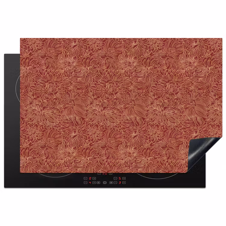Bloemen - Motief - Rood Inductie beschermer vinyl 3mm klein 276 -3d