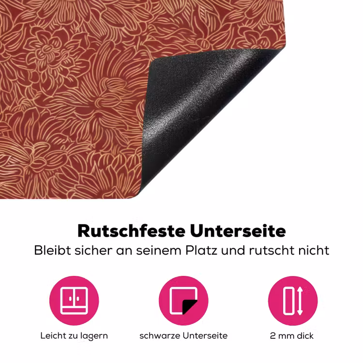 Bloemen - Motief - Rood Inductie beschermer vinyl 3mm klein 276 -zzzzzzz-lf-onderkant
