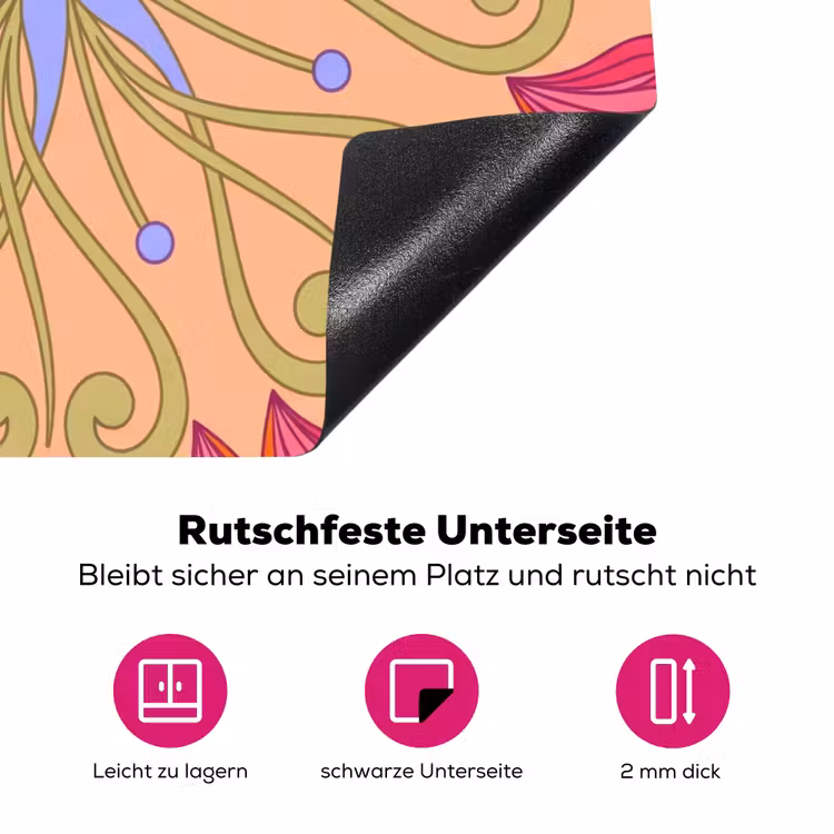 Bloemen - Patroon - Abstract - Roze - Decoratief Inductie beschermer vinyl 3mm middel -zzzzzzz-lf-onderkant