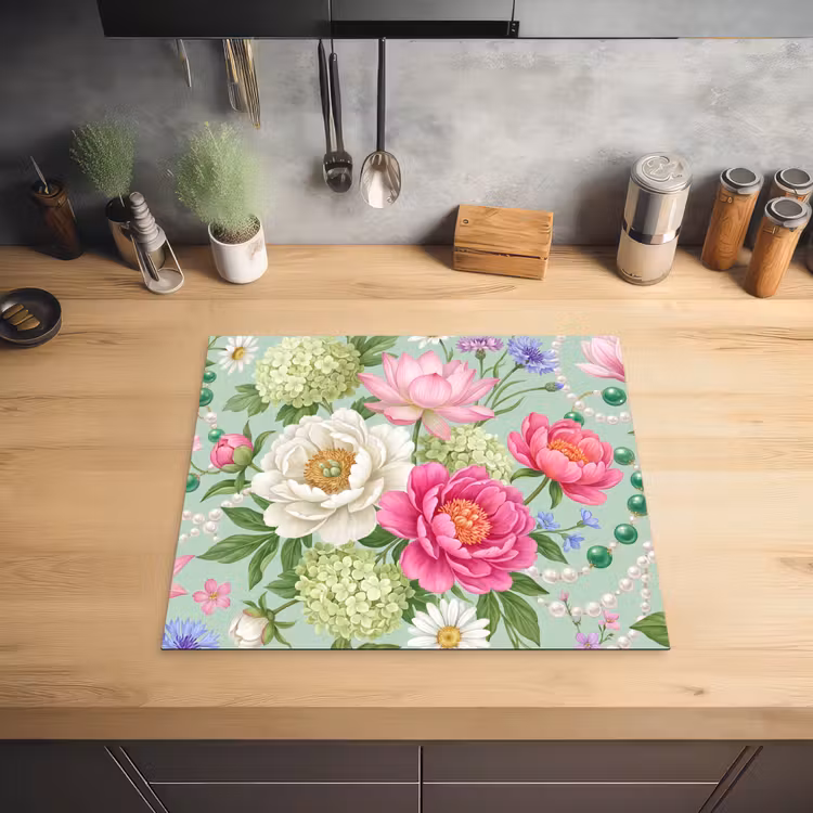 Bloemen - Patroon - Botanisch - Groen Inductie beschermer vinyl 3mm middel -sfeer5