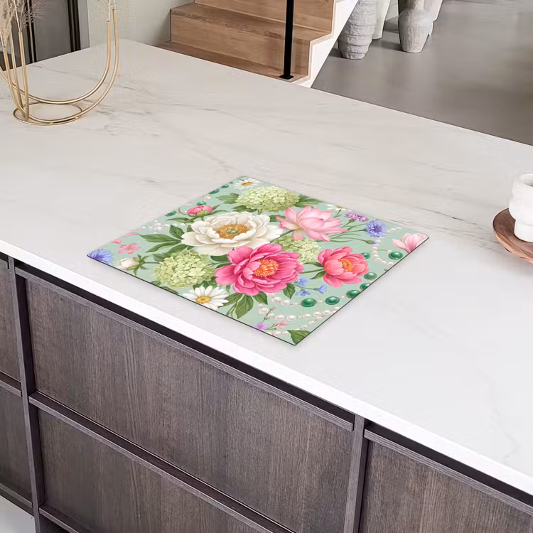 Bloemen - Patroon - Botanisch - Groen Inductie beschermer vinyl 3mm middel -sfeer8