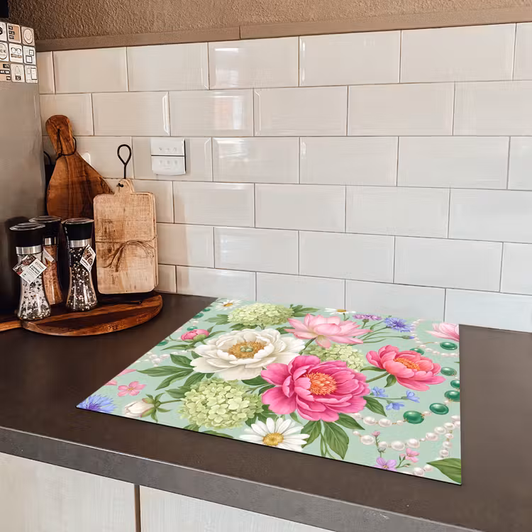 Bloemen - Patroon - Botanisch - Groen Inductie beschermer vinyl 3mm middel -sfeer3