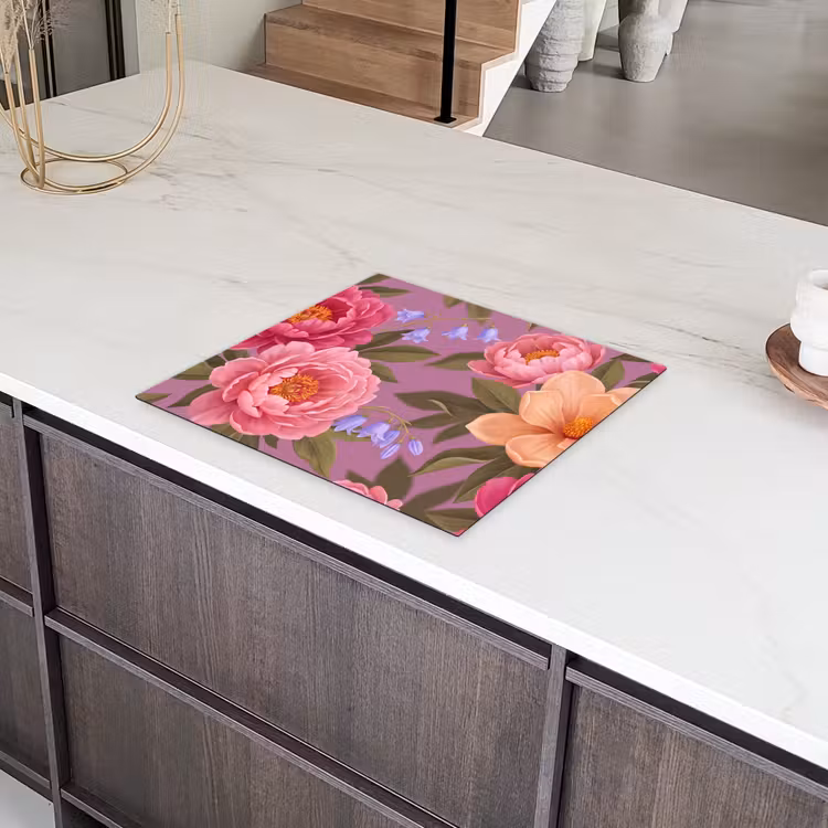 Bloemen - Patroon - Illustratie - Roze Inductie beschermer vinyl 3mm middel -sfeer8