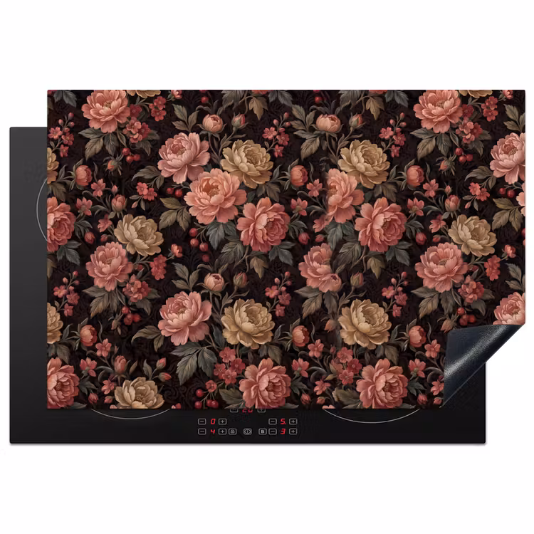 Bloemen - Patroon - Natuur - Vintage - Roze Inductie beschermer vinyl 3mm klein -3d