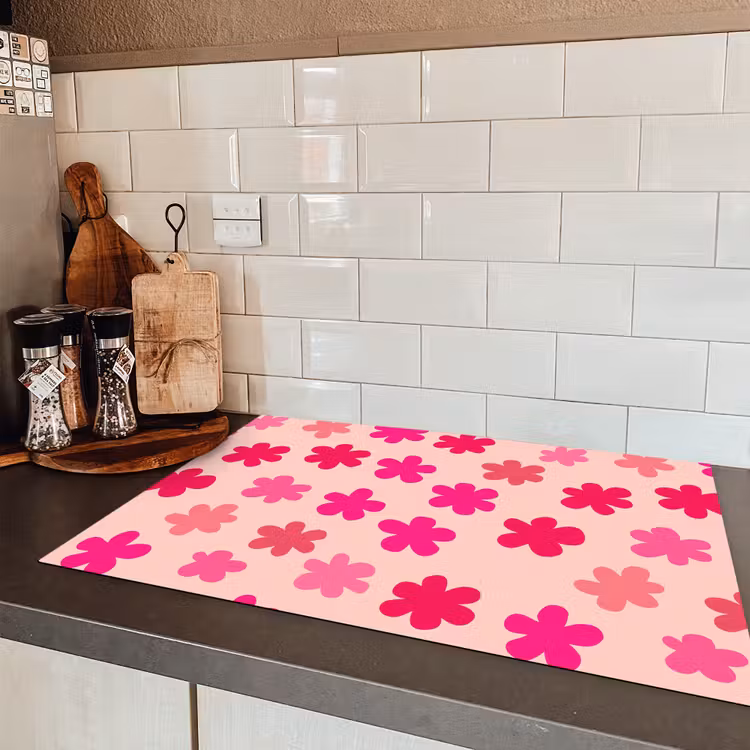 Bloemen - Patroon - Roze Inductie beschermer vinyl 3mm klein -sfeer3