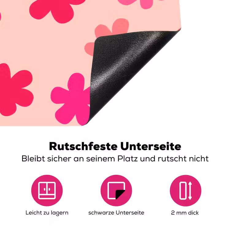 Bloemen - Patroon - Roze Inductie beschermer vinyl 3mm klein -zzzzzzz-lf-onderkant