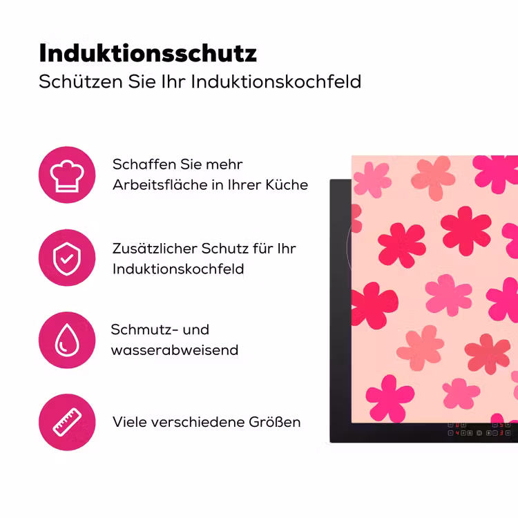 Bloemen - Patroon - Roze Inductie beschermer vinyl 3mm klein -zzzzzzz-lf-ups