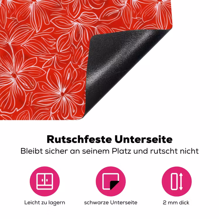 Bloemen - Patroon - Rood Inductie beschermer vinyl 3mm klein 276 -zzzzzzz-lf-onderkant