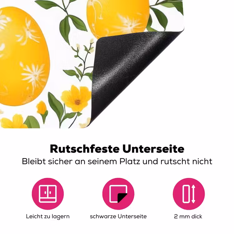 Bloemen - Paaseieren - Geel Inductie beschermer vinyl 3mm klein -zzzzzzz-lf-onderkant