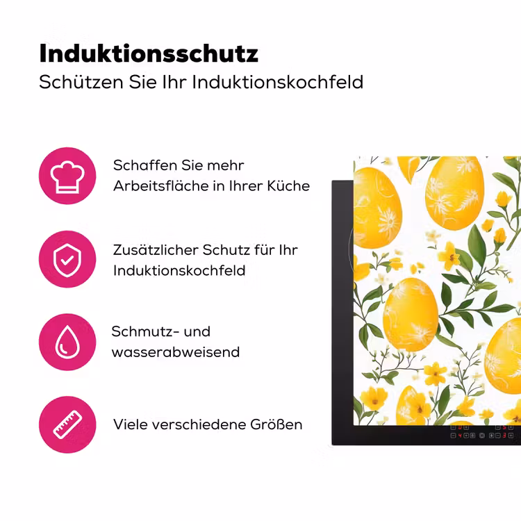 Bloemen - Paaseieren - Geel Inductie beschermer vinyl 3mm klein -zzzzzzz-lf-ups