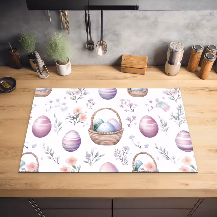 Bloemen - Paaseieren - Patroon Inductie beschermer vinyl 3mm klein -sfeer5