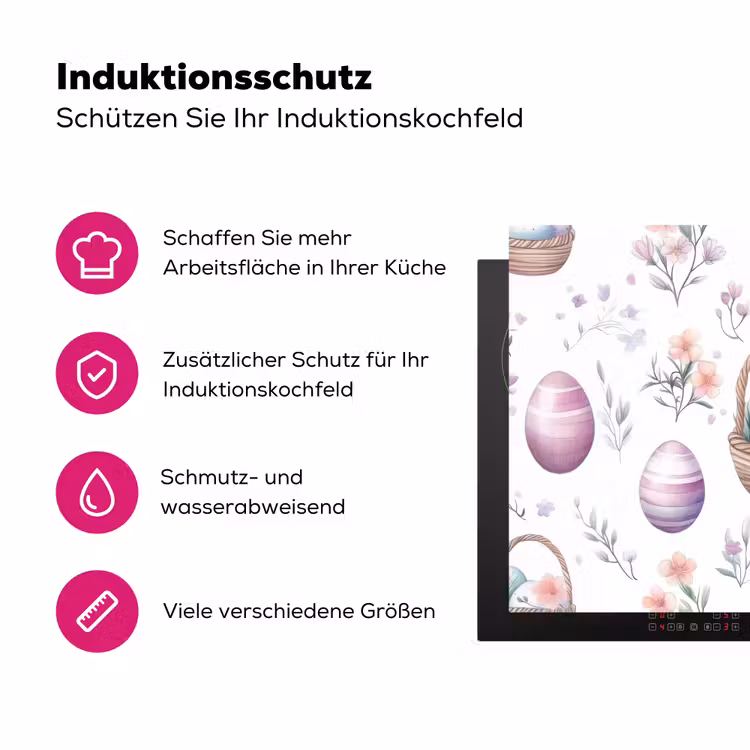 Bloemen - Paaseieren - Patroon Inductie beschermer vinyl 3mm klein -zzzzzzz-lf-ups