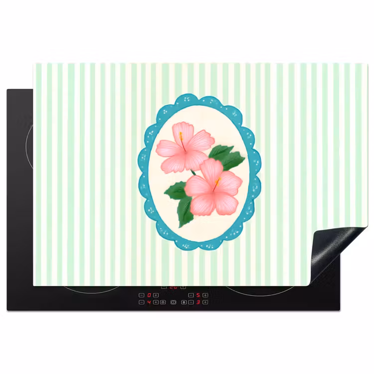 Bloemen - Ovaal - Strepen - Groen Inductie beschermer vinyl 3mm klein -3d