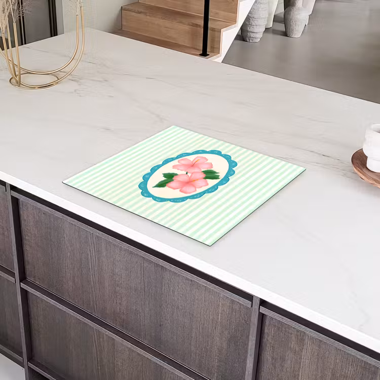 Bloemen - Ovaal - Strepen - Groen Inductie beschermer vinyl 3mm middel -sfeer8