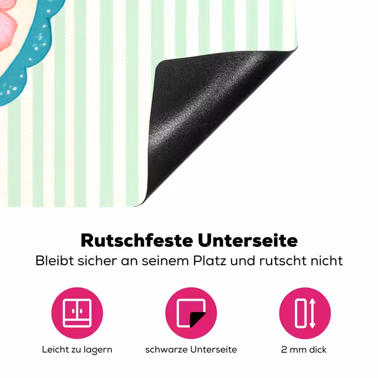 Bloemen - Ovaal - Strepen - Groen Inductie beschermer vinyl 3mm klein -zzzzzzz-lf-onderkant