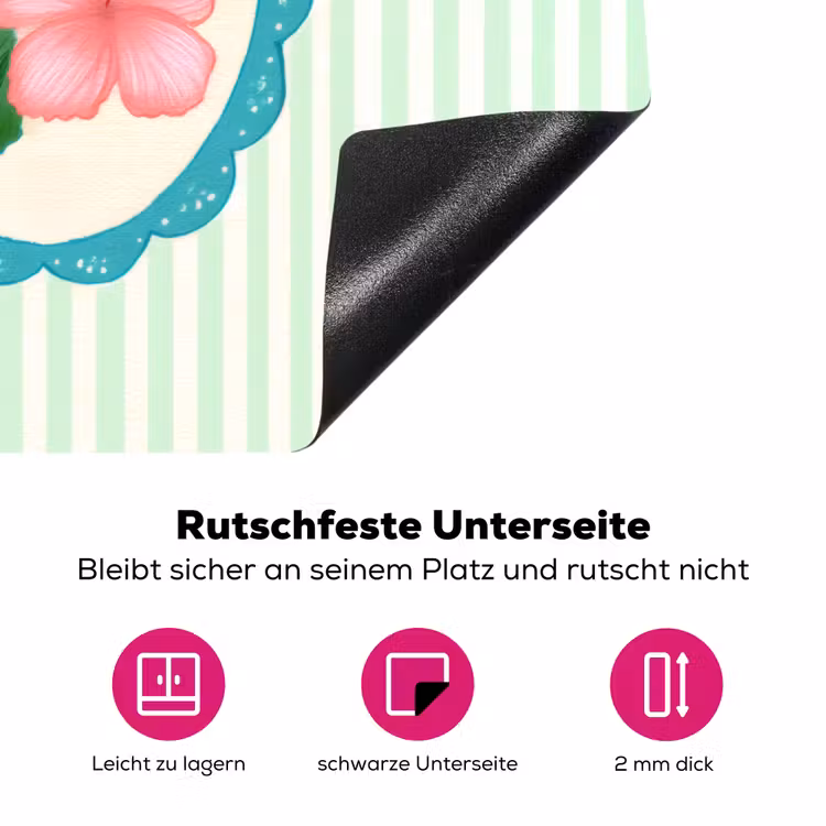 Bloemen - Ovaal - Strepen - Groen Inductie beschermer vinyl 3mm middel -zzzzzzz-lf-onderkant