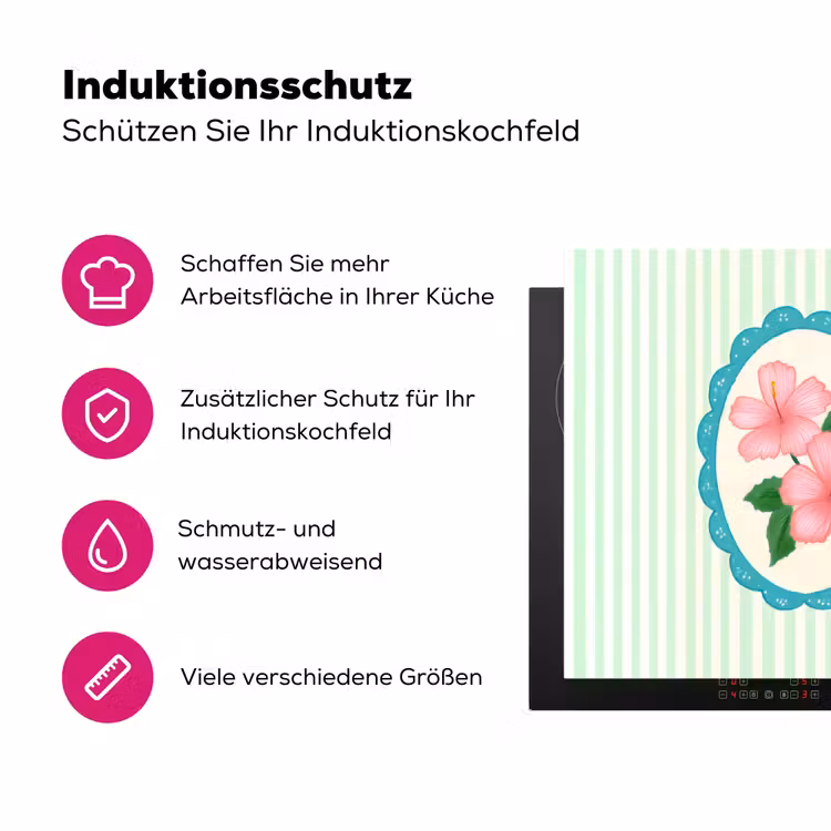 Bloemen - Ovaal - Strepen - Groen Inductie beschermer vinyl 3mm middel -zzzzzzz-lf-ups