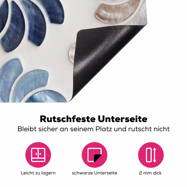 Bloemen - Parelmoer - Abstract - Patroon - Blauw Inductie beschermer vinyl 3mm middel -zzzzzzz-lf-onderkant